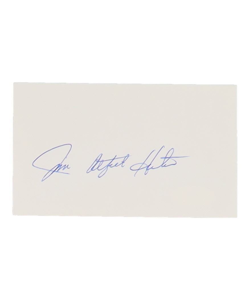 Jim "Catfish" Hunter Signed Index Card (JSA)