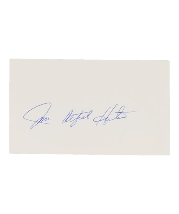 Jim "Catfish" Hunter Signed Index Card (JSA)