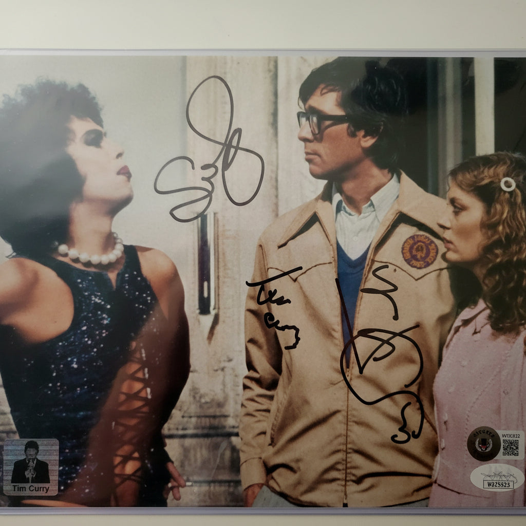 The Rocky Horror Picture Show RHPS 8x12 Curry Bostwick Sarandon Cast Signed Photo JSA Certified Autograph