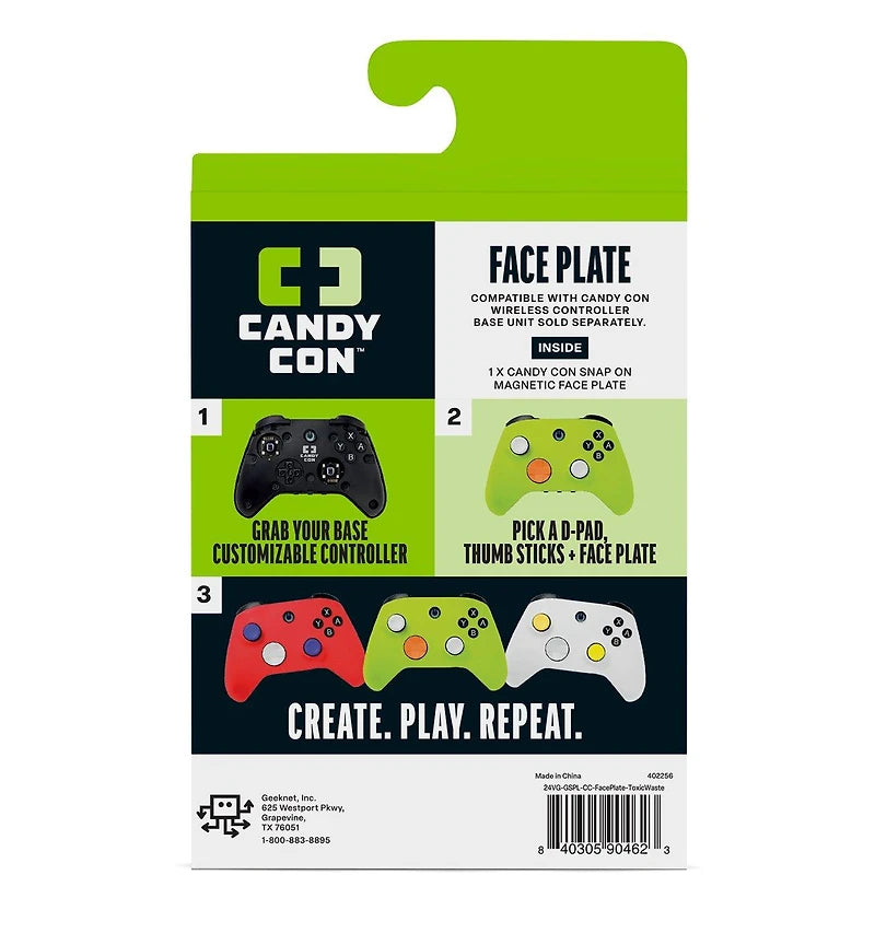 Face Plate For Candy Con Base Unit Controller - Toxic Waste Glows in the Dark