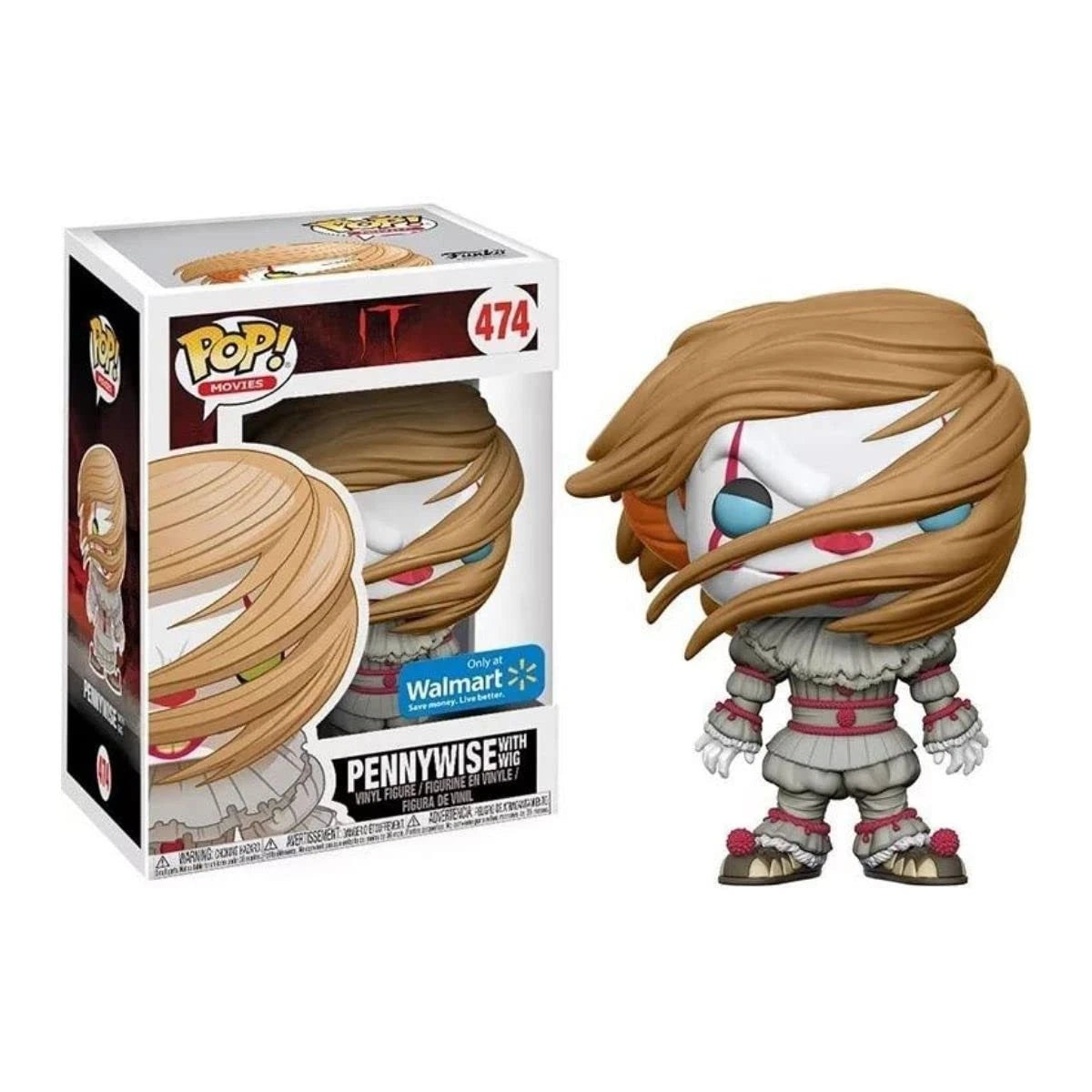 Funko POP! Movies IT Pennywise with Wig #474 Walmart Exclusive Vinyl Figure