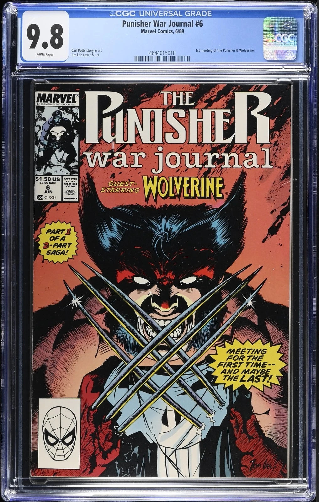 Punisher War Journal #6 CGC 9.8 Marvel 1989 Jim Lee 1st Wolverine vs Punisher